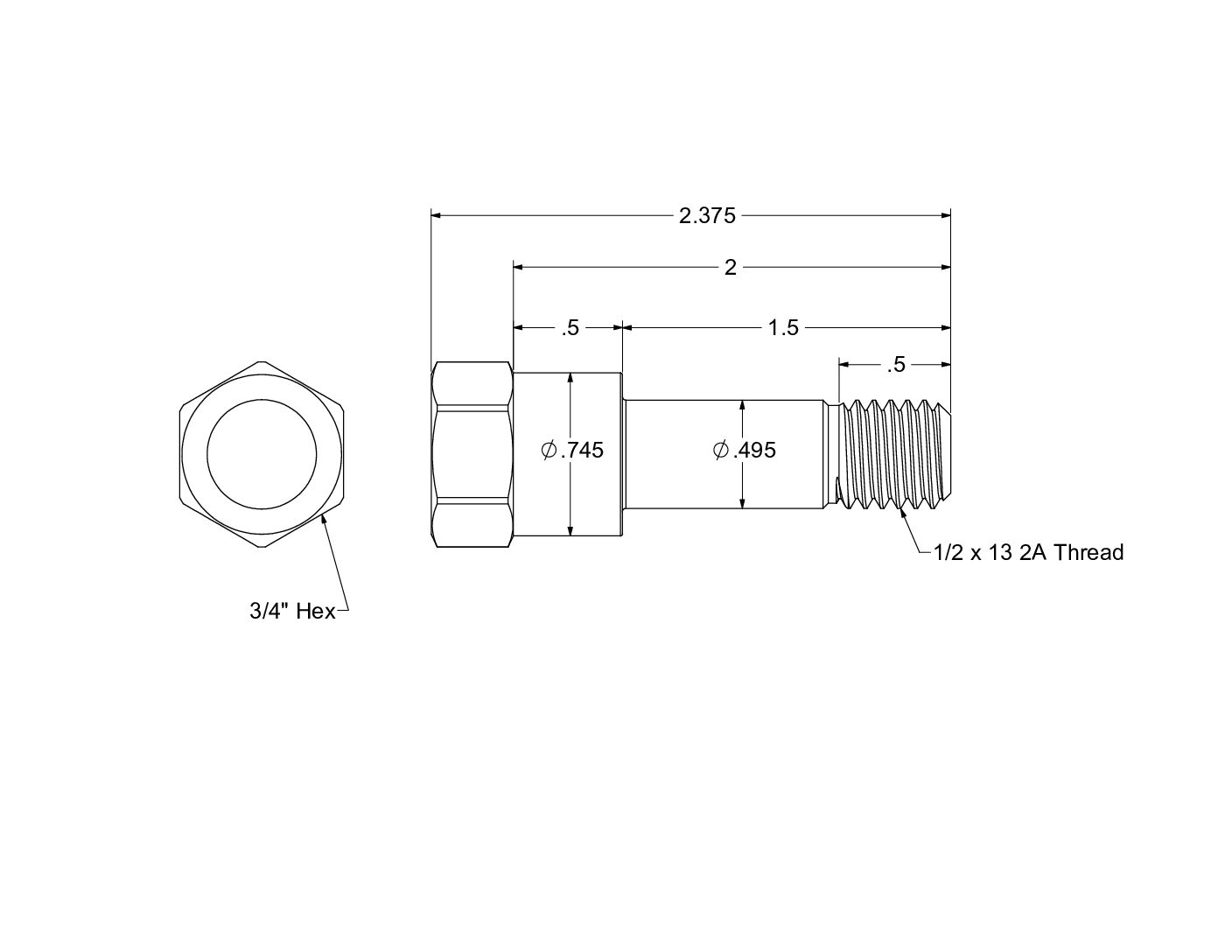 2" WEHRS style Titanium Shock Bolt - Image 2