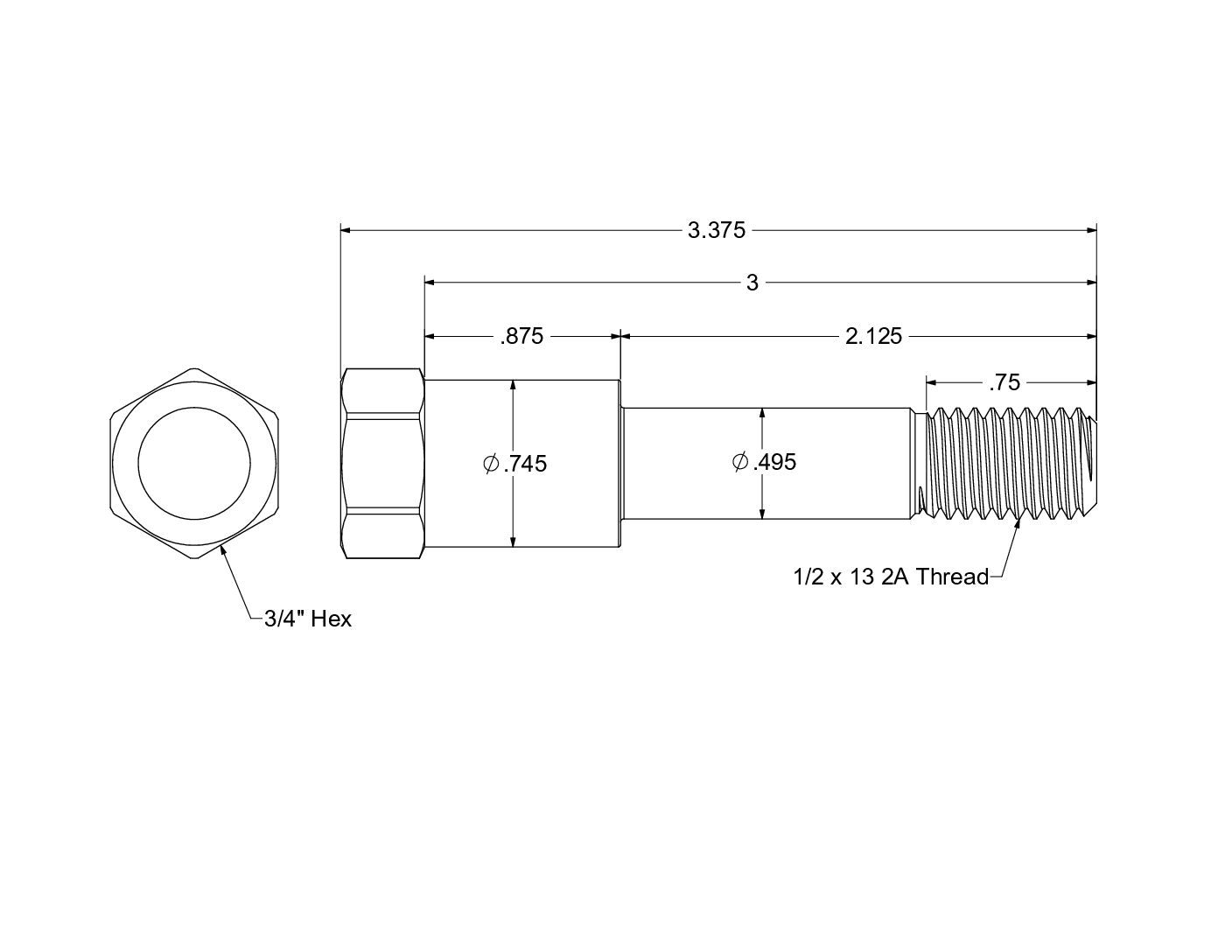 3" WEHRS style Titanium Shock Bolt - Image 2